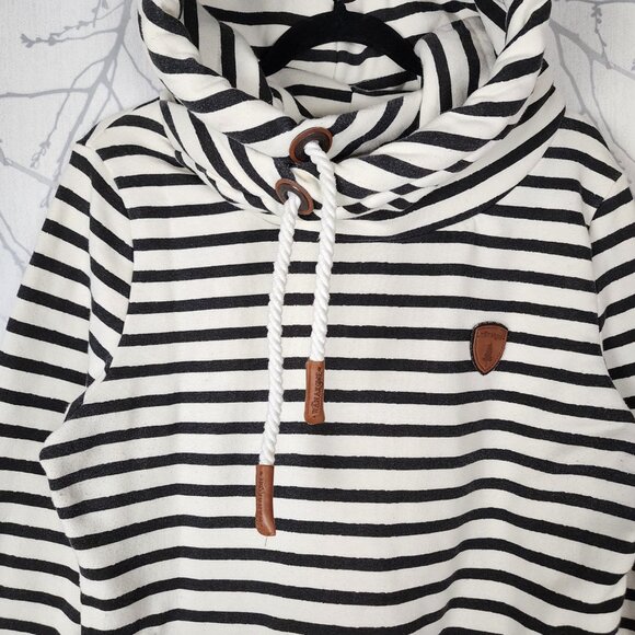 Wanakome White Black Stripe Pullover Artemis Hoodie - Picture 3 of 7